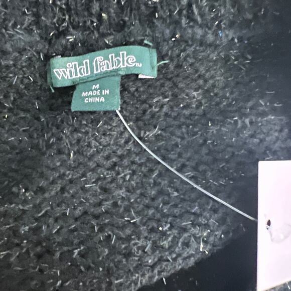 Wild Fable Women's Black Long Sleeve Crewneck Tinsel Sweater - Medium - NWT - Picture 2 of 9